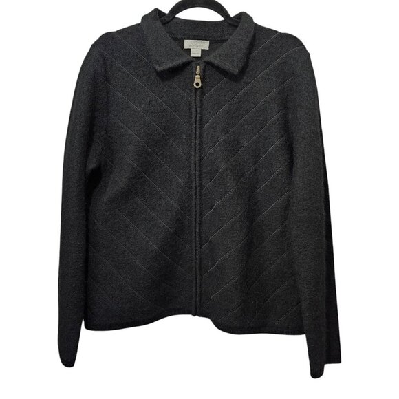 Christopher & Banks Wool Zip Up Black Top Blazer Jacket - Picture 1 of 6